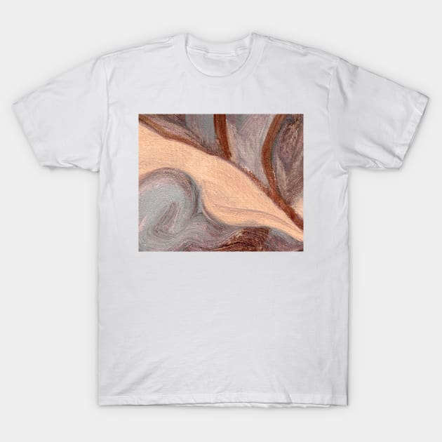 Abstract Oil Painting Purple Taupe Ochre 1c7 T-Shirt by Go Abstract Art